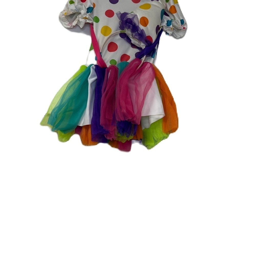 White and Red Dance Costume with Tulle Skirt & party hat